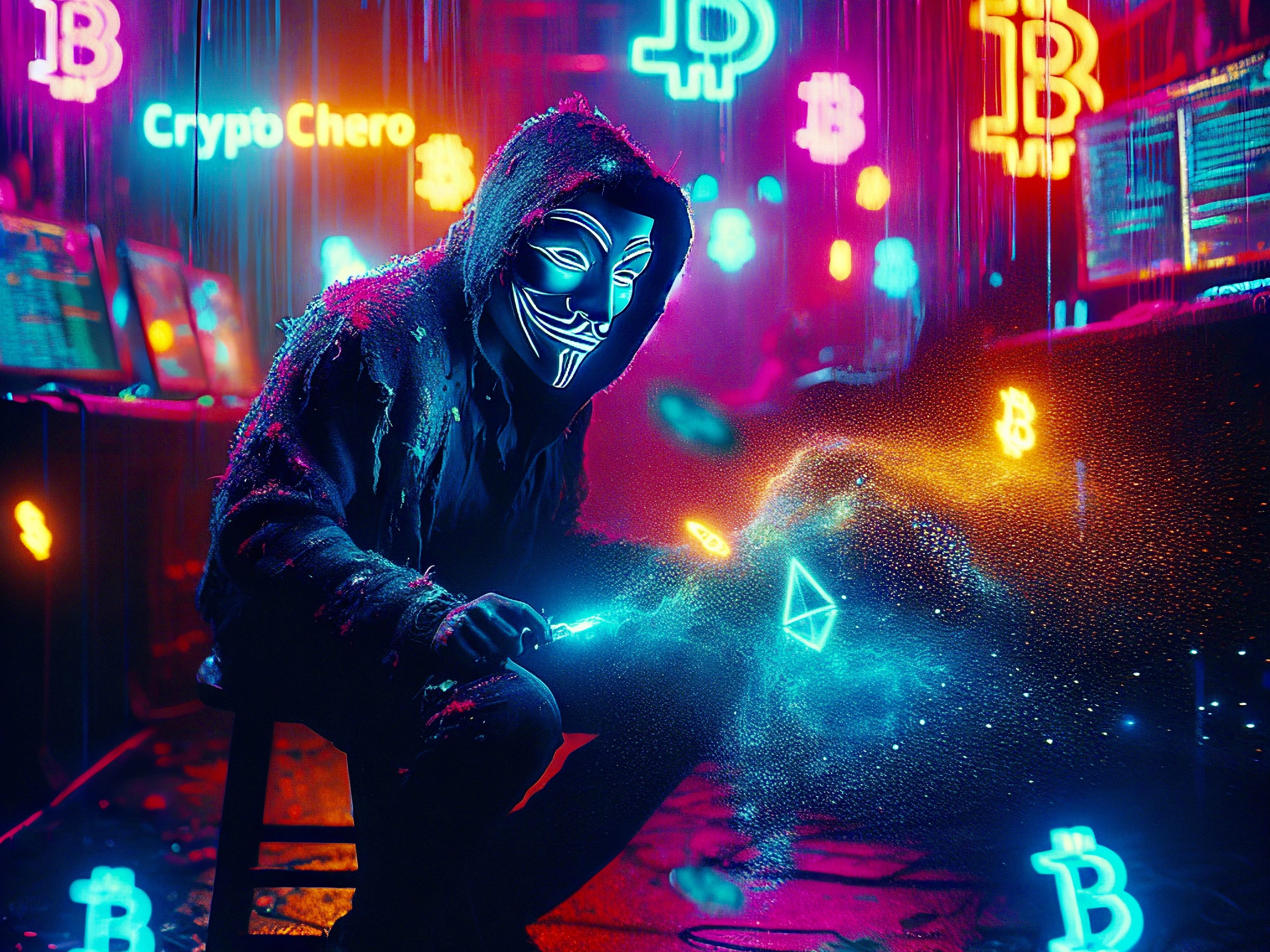 Cyberpunk,Photo,Of,Crypto,Hacker,Steals,Funds