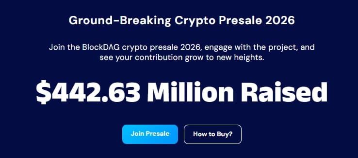 The BlockDAG website reports raising over $440 million as of January 14. Source: BlockDAG website.