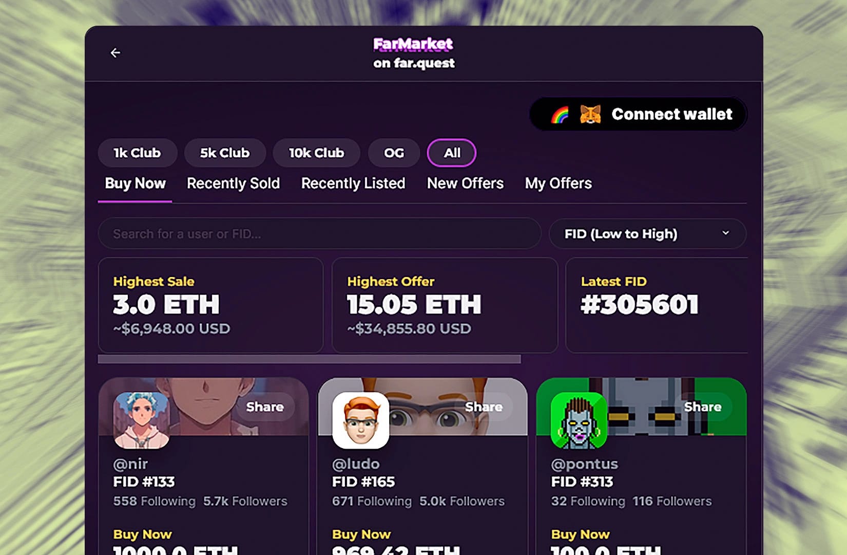 An illustration with a screenshoot of FarMarket page.