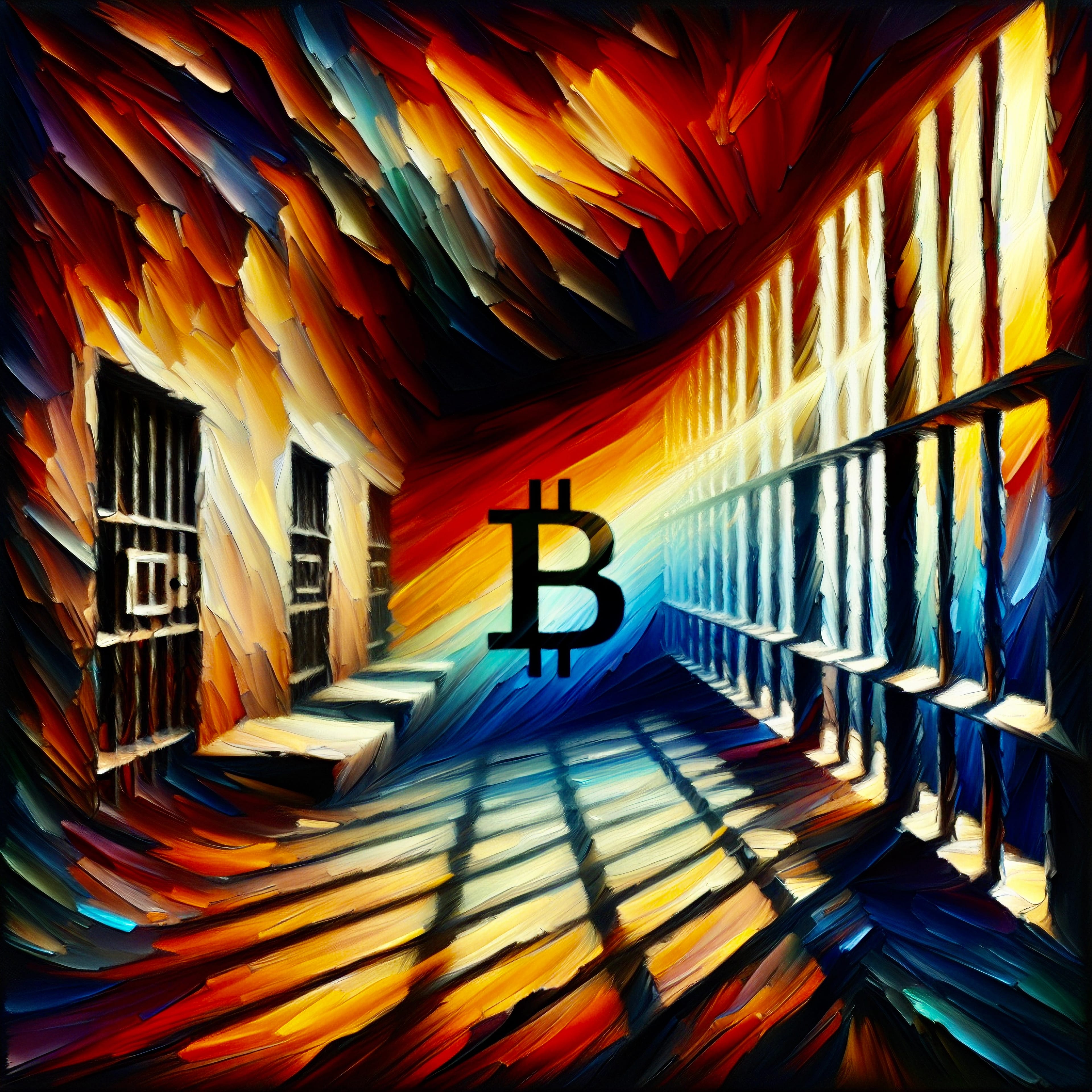 Expressionist,Artistic,Image,Of,Bitcoin,Fraud,Prison
