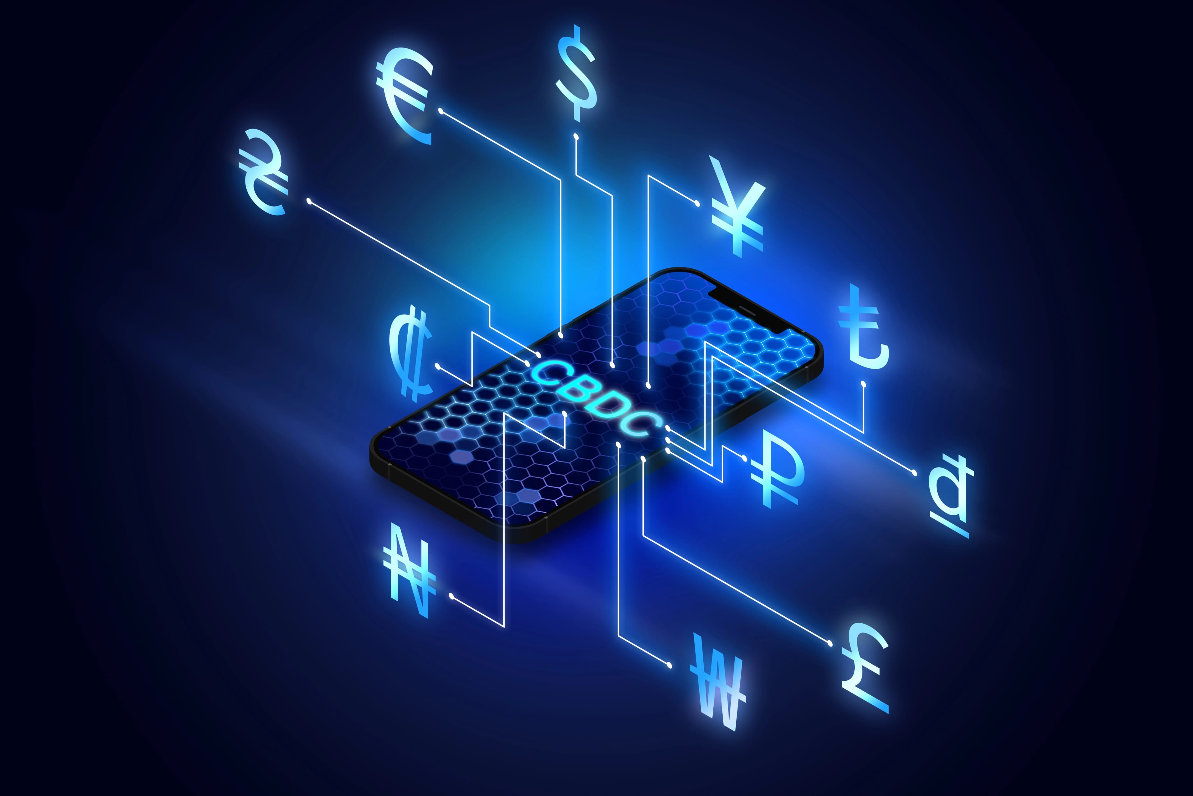 Cbdc,Central,Bank,Digital,Currency,Banner,,Futuristic,Smartphone,With,Symbols